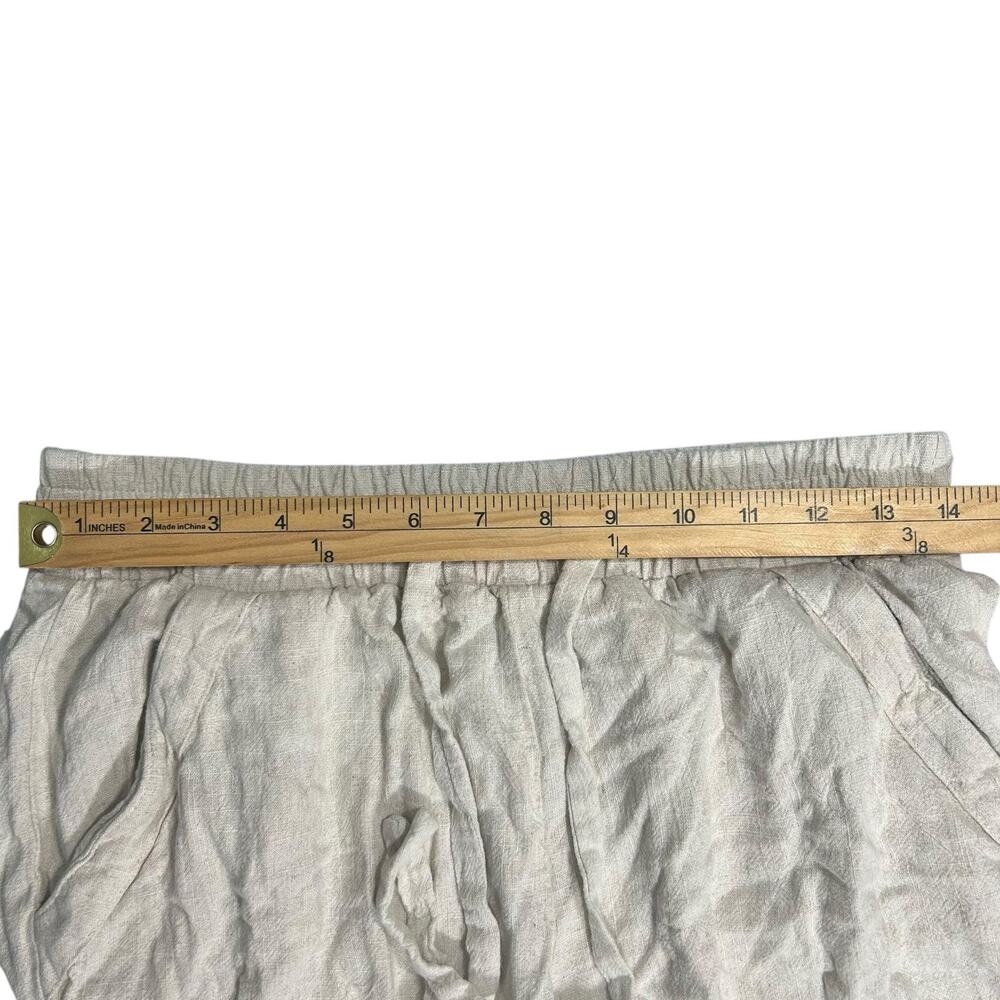Sienna Sky Women’s L Pants Wide Leg Linen Blend Cream Oatmeal Elastic Waist - Picture 7 of 13